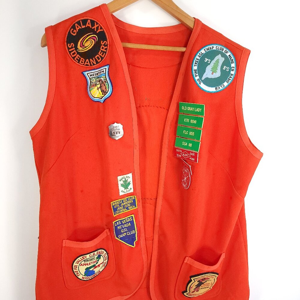 Vtg Dutchmaid Vest Size 44 Orange C B Radio Dog Swap Club Patches Distressed